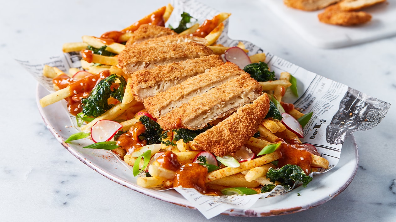 The Vegetarian Butcher - No Schnitzel mit Currysauce und Pommes – The Vegetarian Butcher - No Schnitzel mit Currysauce und Pommes –