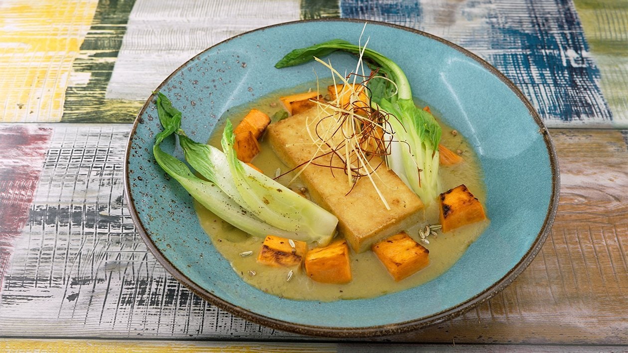 Seidentofu Green Curry mit Süßkartoffel – Seidentofu Green Curry mit Süßkartoffel –