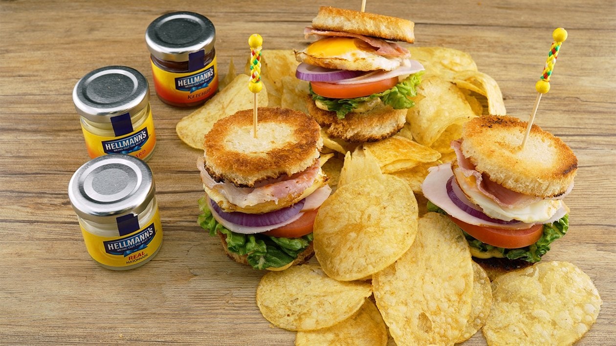 Club Sandwich Snack, Kartoffel Chips, Dipp –  