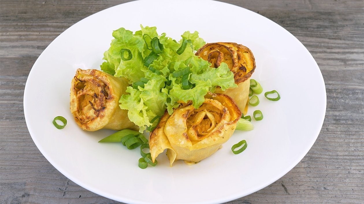 Allgäuer Krautkrapfen auf thailändische Art Teller.