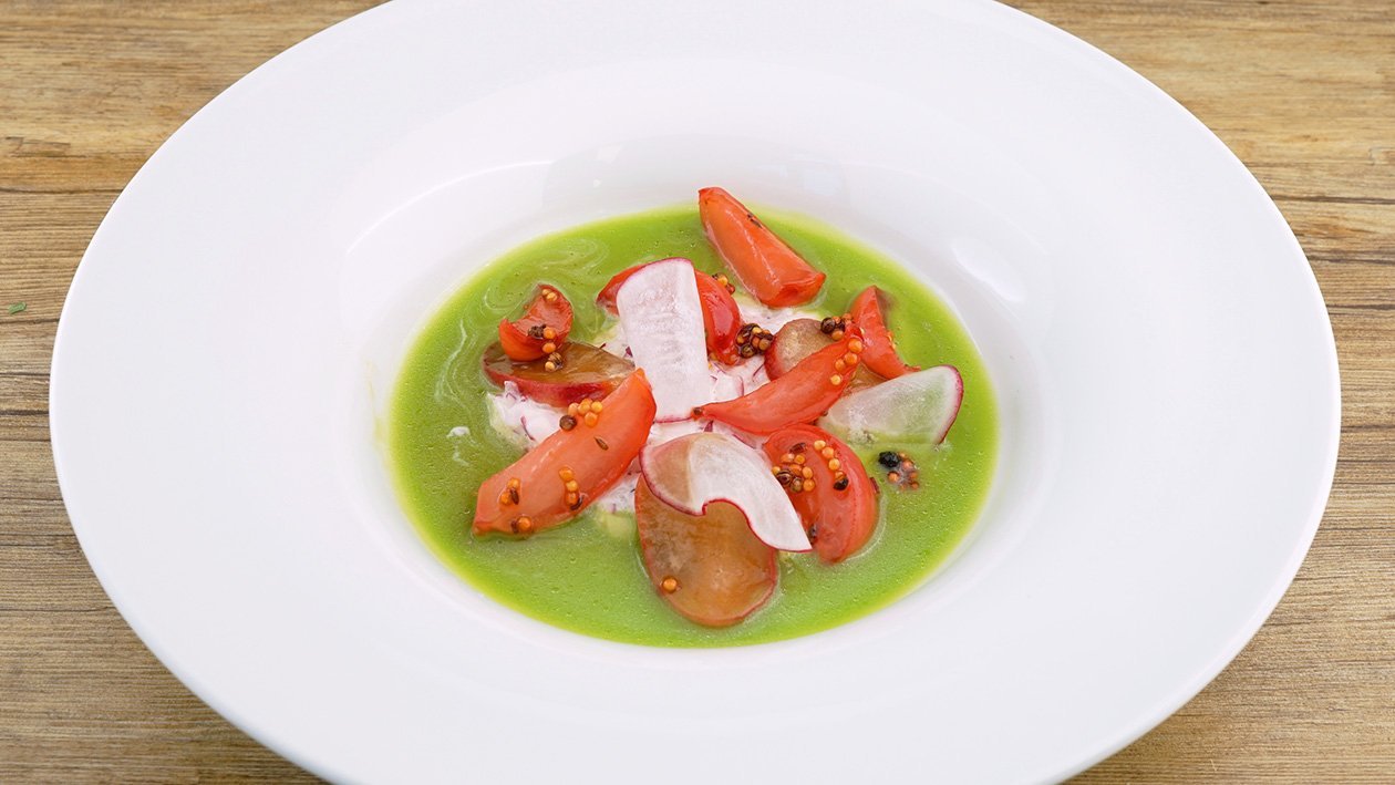 Radieschen, gedünstet, glasiert, und Radieschen-Creme – Radieschen, gedünstet, glasiert, und Radieschen-Creme –