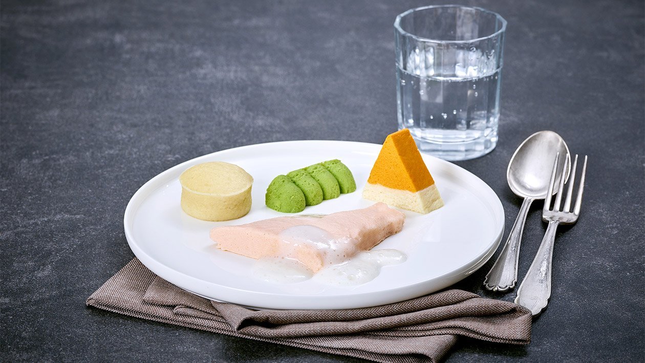 Püriertes Lachsfilet mit Zitronensauce – Püriertes Lachsfilet mit Zitronensauce –