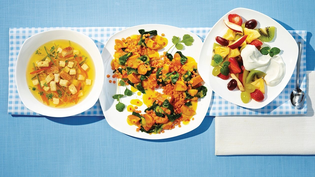 Linsencurry mit Spinat und Aprikosen – Linsencurry mit Spinat und Aprikosen –
