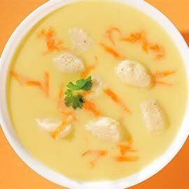 Wurzelgemüsecremesuppe mit Grießklößchen