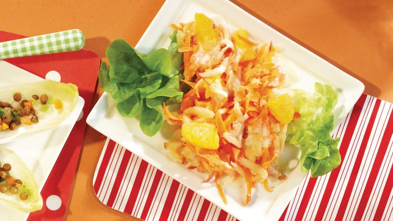 Karottensalat mit Orangenjoghurt, fruchtig und leicht