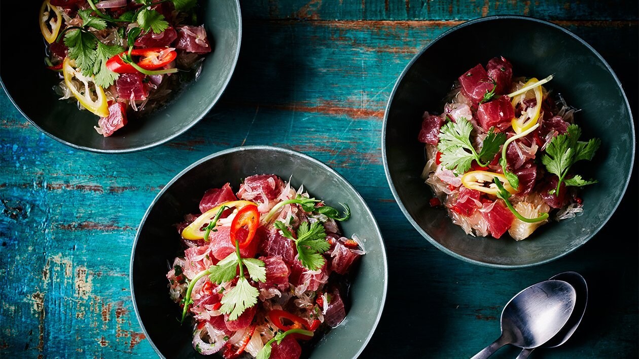 Thunfisch Ceviche mit Pomelo-Salat –  