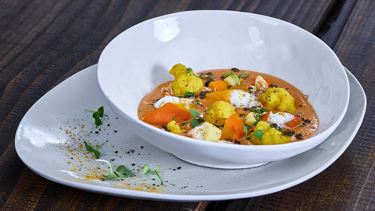 Hokkaidokürbis mit Blumenkohlcurry – Hokkaidokürbis mit Blumenkohlcurry –
