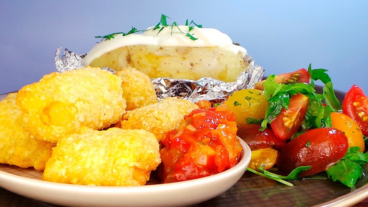 Battered Fish mit Ofenkartoffel und Knoblauch Creme – Battered Fish mit Ofenkartoffel und Knoblauch Creme –