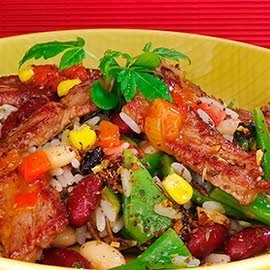 Gallo Pinto mit Rinderstreifen Gallo Pinto mit Rinderstreifen