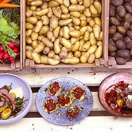 Grilled Potato / Tomato Salsa / Peanut Crumble Grilled Potato / Tomato Salsa / Peanut Crumble