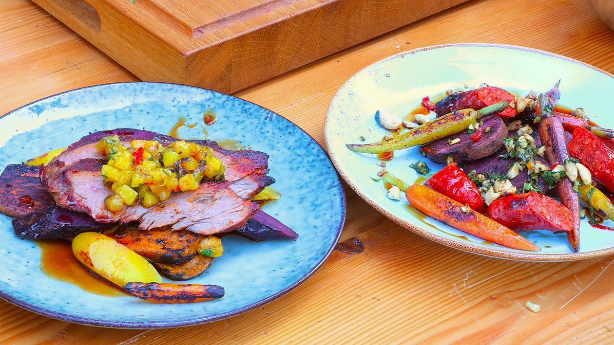 Sweet Potato Steak / Carrots / Mango Salsa – Sweet Potato Steak / Carrots / Mango Salsa –