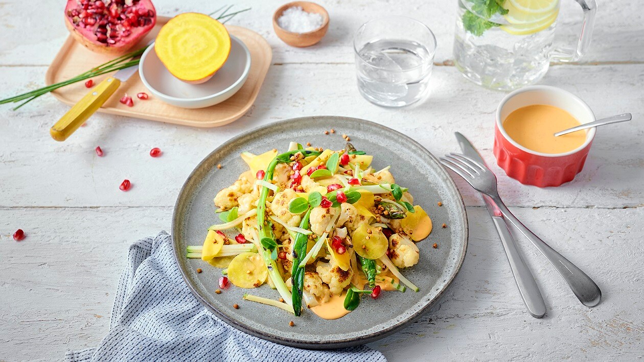 Gerösteter Blumenkohl mit Zitrus Ingwer Dressing – Gerösteter Blumenkohl mit Zitrus Ingwer Dressing –