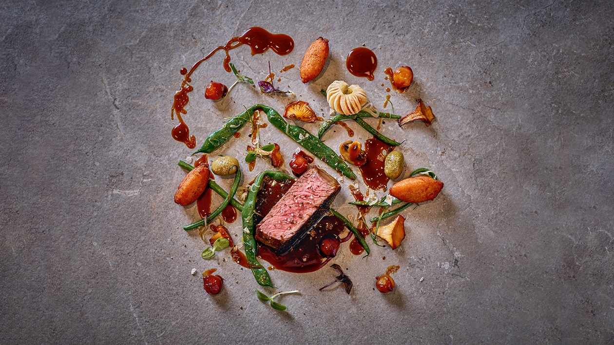 Entrecôte / Bohnen / Petersilie / Demi Glace