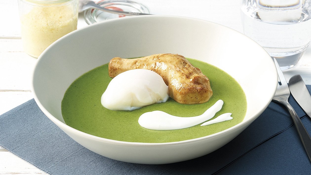 Caeser-Salat-Panna-Cotta mit püriertem Hähnchenbrust – Caeser-Salat-Panna-Cotta mit püriertem Hähnchenbrust –