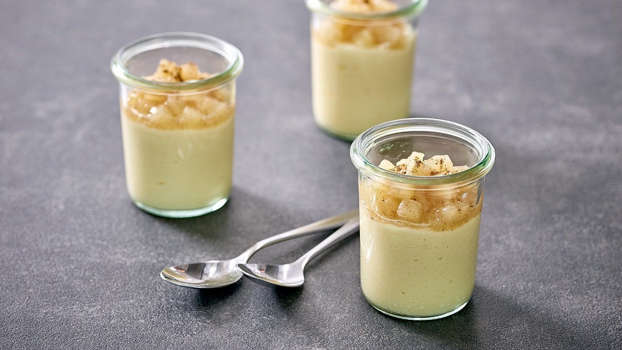 Vanillepudding mit Apfel-Zimt Kompott, kaltquellend –  