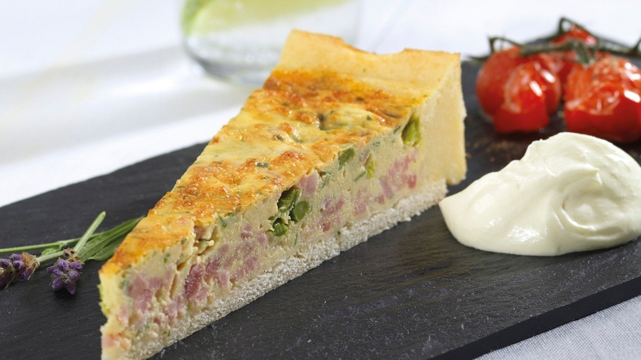 Spargel Schinken Quiche mit Hollandaise Schaum – Spargel Schinken Quiche mit Hollandaise Schaum –