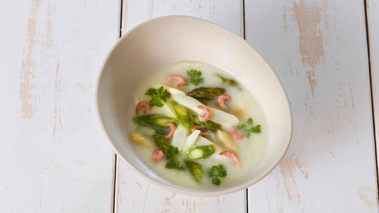 Spargelsuppe mit Krabben - Suppe mit Spargel und Krabben