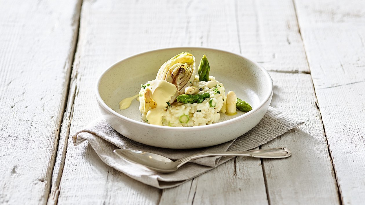 Spargel Risotto mit gebratenem Chicorée – Spargel Risotto mit gebratenem Chicorée –