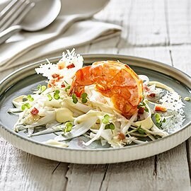 Spargelnudeln, Limetten-Garnelen und Speck-Chips – Spargelnudeln, Limetten-Garnelen und Speck-Chips –