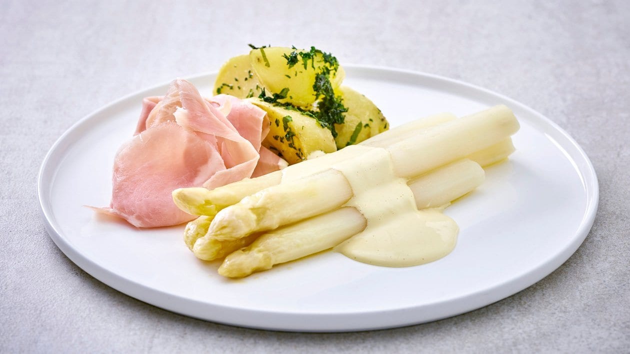 Spargel-Schinken-Kartoffel-Hollandaise –  