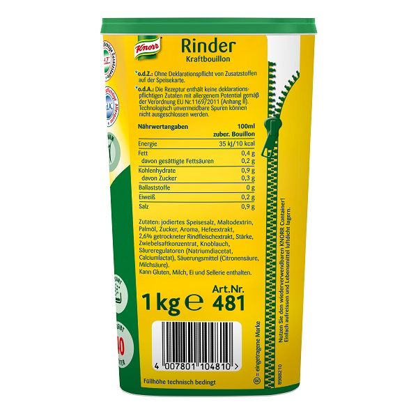 Knorr Professional Rinder Kraftbouillon ohne Suppengrün 1 kg - 