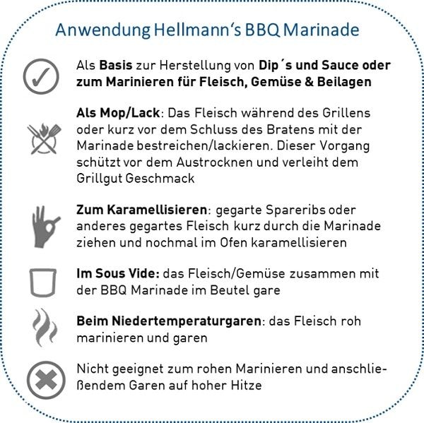 Hellmann's BBQ Marinade 4,8 kg - Hellmann’s BBQ Marinade verleiht Ihren Gerichten den perfekten
süß-rauchigen Geschmack.