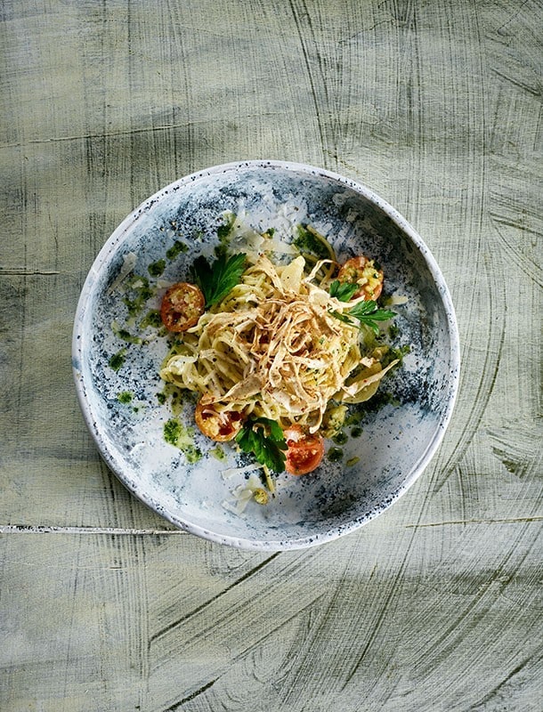 Petersilienwurzel / Spaghetti / Pesto