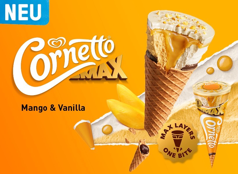 CORNETTO Max - Mix aus fruchtigem Mangoeis und cremigem Vanilleeis