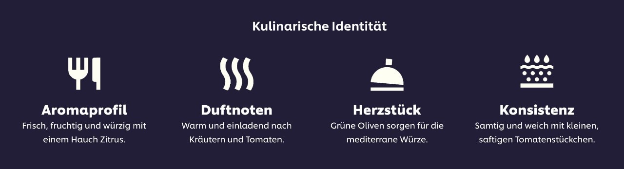 Kulinarische Identität - Aromaprofil, Duftnoten, Herzstück, Konsistenz Kulinarische Identität - Aromaprofil, Duftnoten, Herzstück, Konsistenz