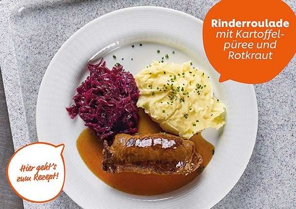 Rinderroulade mit Kartoffelpüree und Rotkraut Rinderroulade mit Kartoffelpüree und Rotkraut