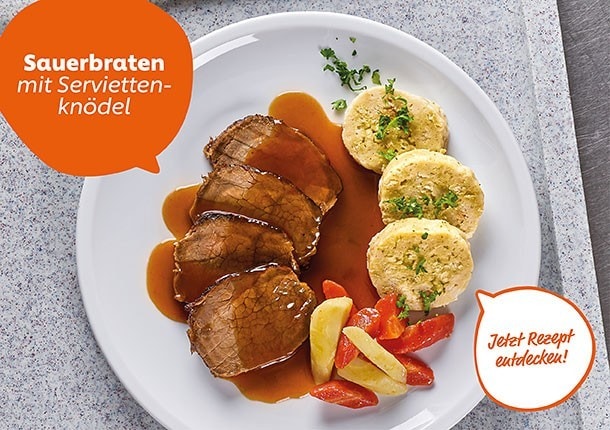Rinder-Sauerbraten mit Serviettenknödel Rinder-Sauerbraten mit Serviettenknödel