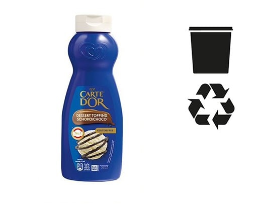 Flasche mit Deckel und Papierlabel Flasche mit Deckel und Papierlabel